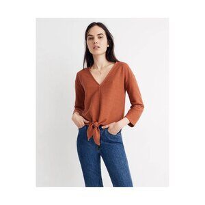 Madewell Texture & Thread Cropped Tie-Front V-Neck Top Size S